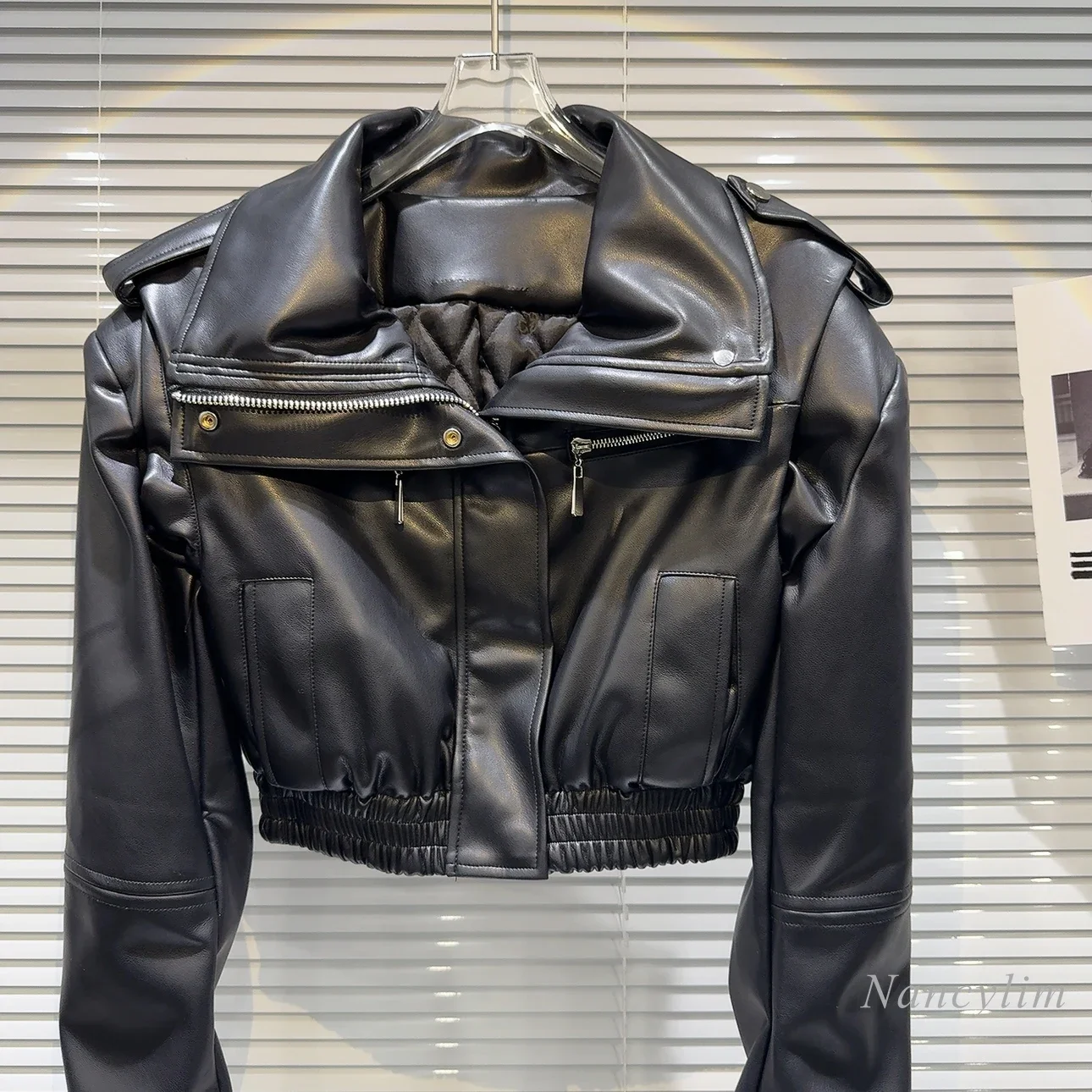 Рисунок 3 - Женская зимняя короткая Стеганая Кожаная куртка