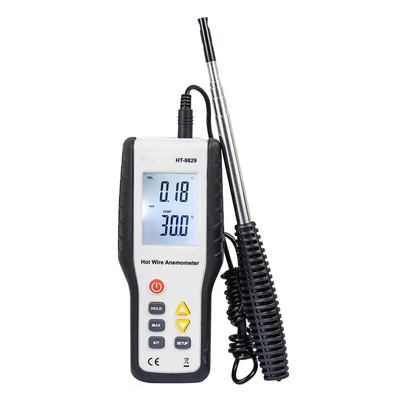 

2022 HTI Most Portable Anemometer High Precision Industrial Hand-held Hot Wire Anemometer Digital HT-9829