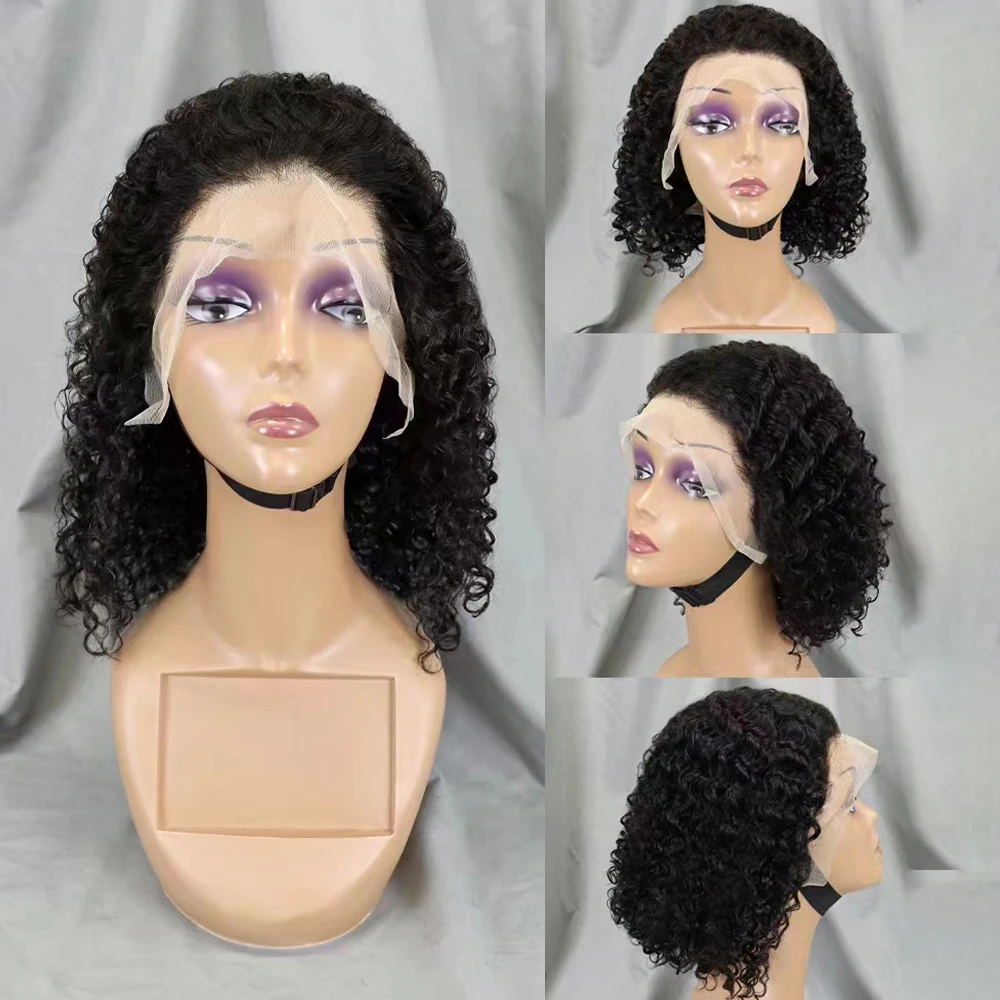 13x4 Lace Front Wigs Brazilian Human Hair Short Bob Wig Natural Hairline with Baby Hair Curly Deep Wave Human Hair Wig for Women