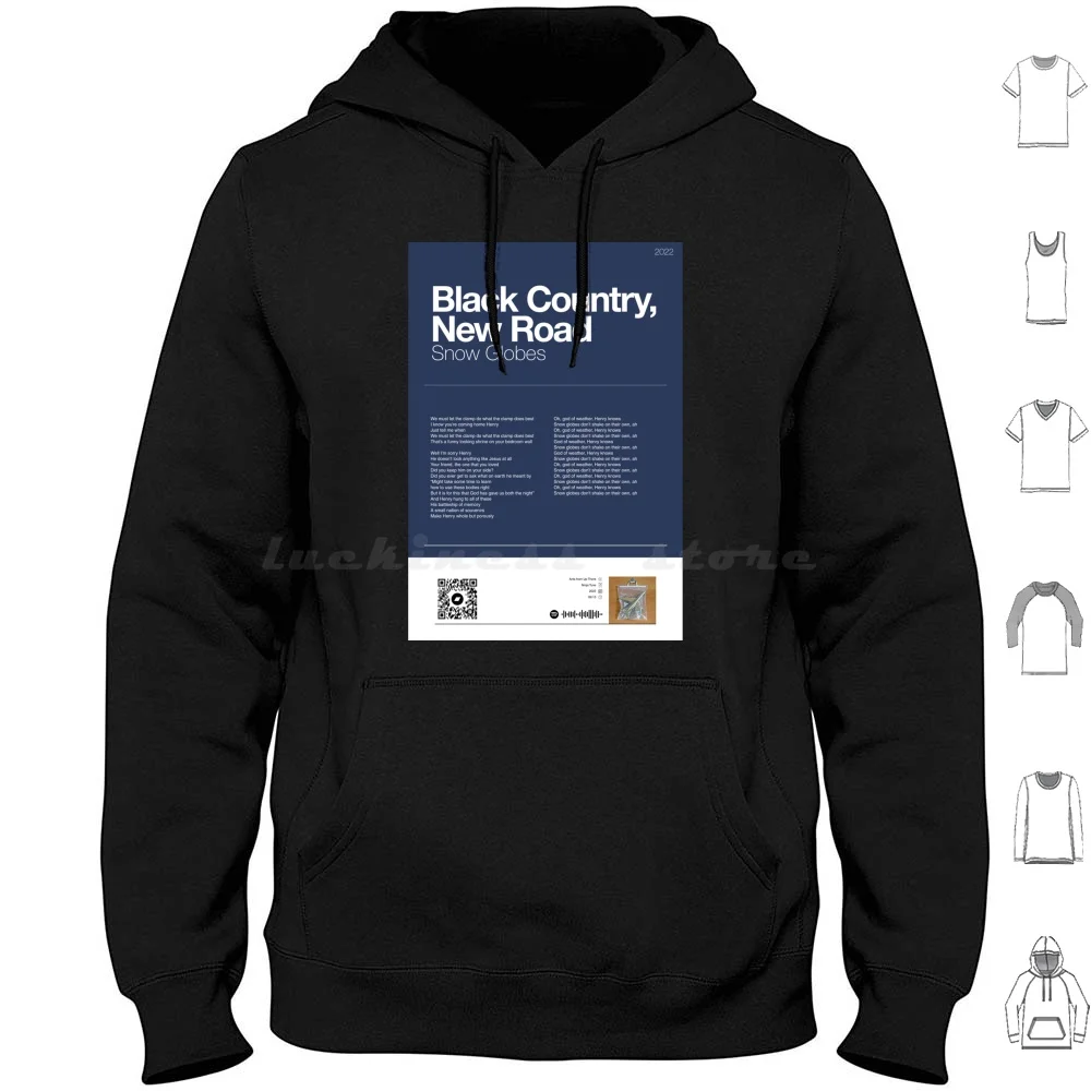 

Snow Globes  Black Country New Road Poster Negative Blue Version Hoodie cotton Long Sleeve Black Country Ants First