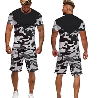 2022 new mens summer camouflage suit leisure shopping must have two piece fashion sports short sleeves shorts breathable