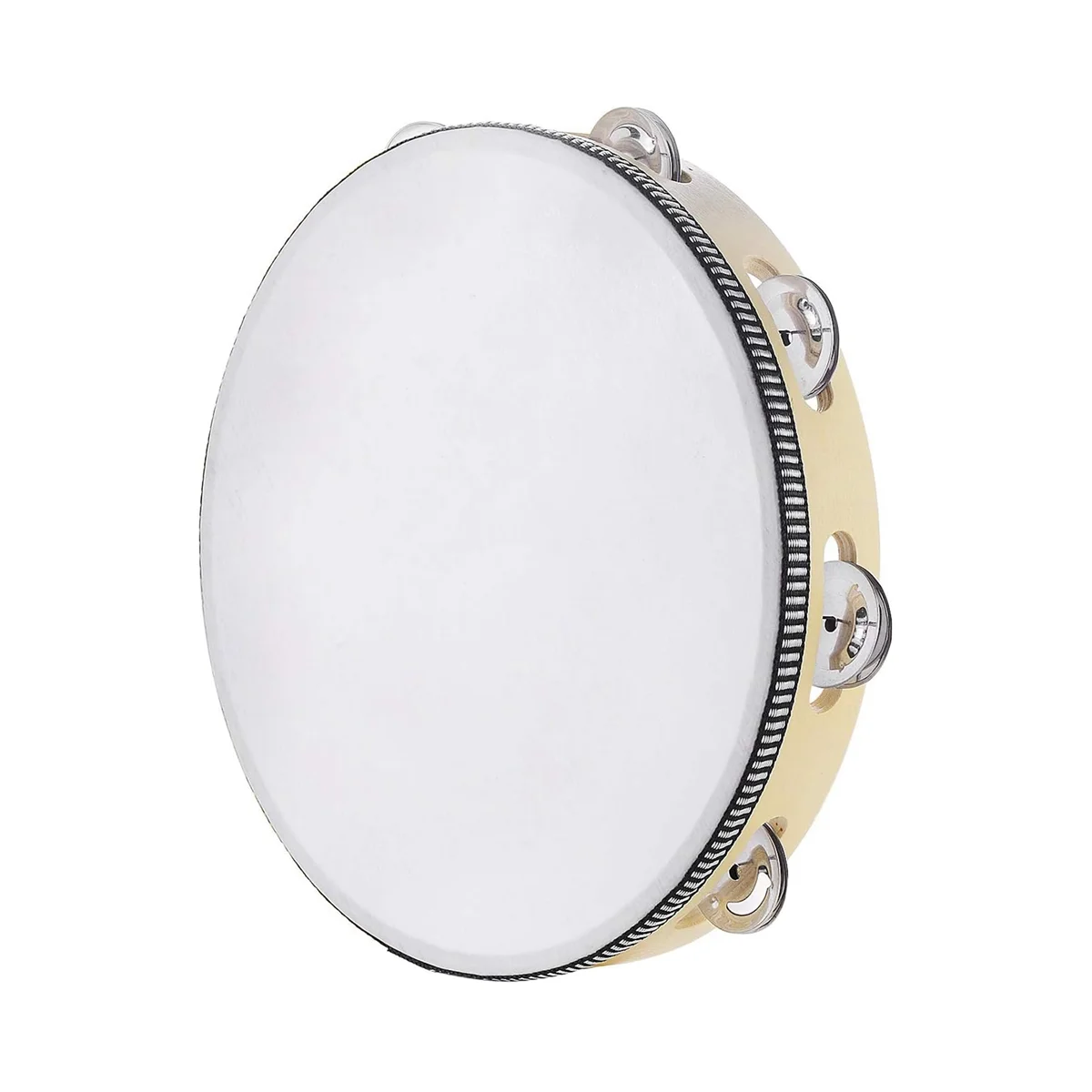 

Tambourine for Adults 10 Inch Hand Held Drum Bell Birch Metal Jingles Percussion Gift Musical Educational Instrument