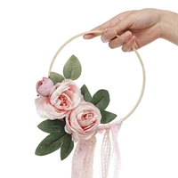 cheap ivory with pink bouquet demoiselle d%e2%80%99honneur flowers basket for bridesmaid hand holding bouquet mariage