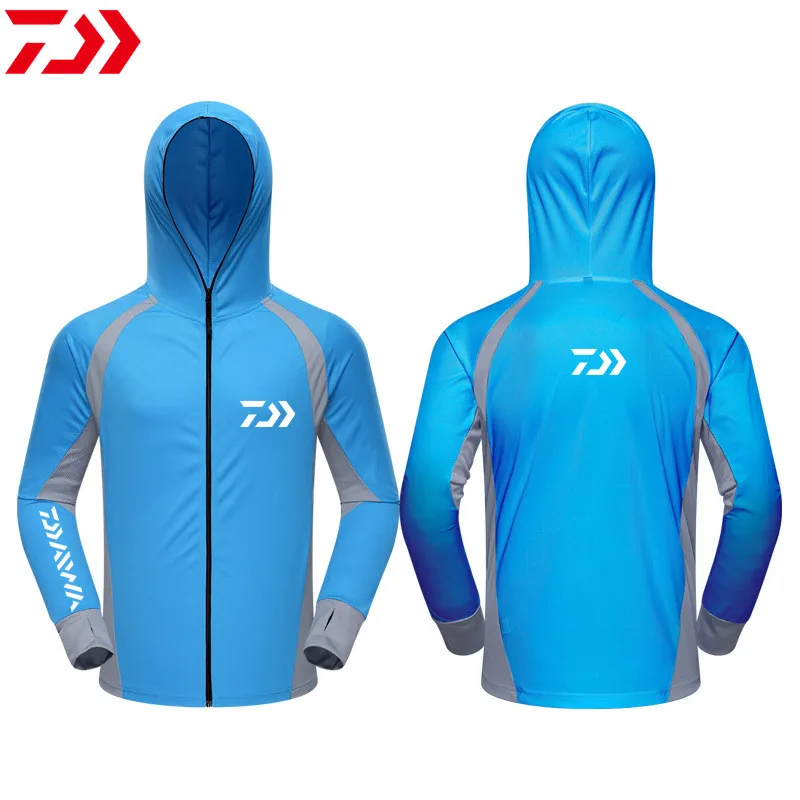 

Daiwa New Sports Windproof Cycling Clothes Outdoor Sunscreen Fishing Clothes Summer Men's Breathable Hooded Long Sleeved Shirt