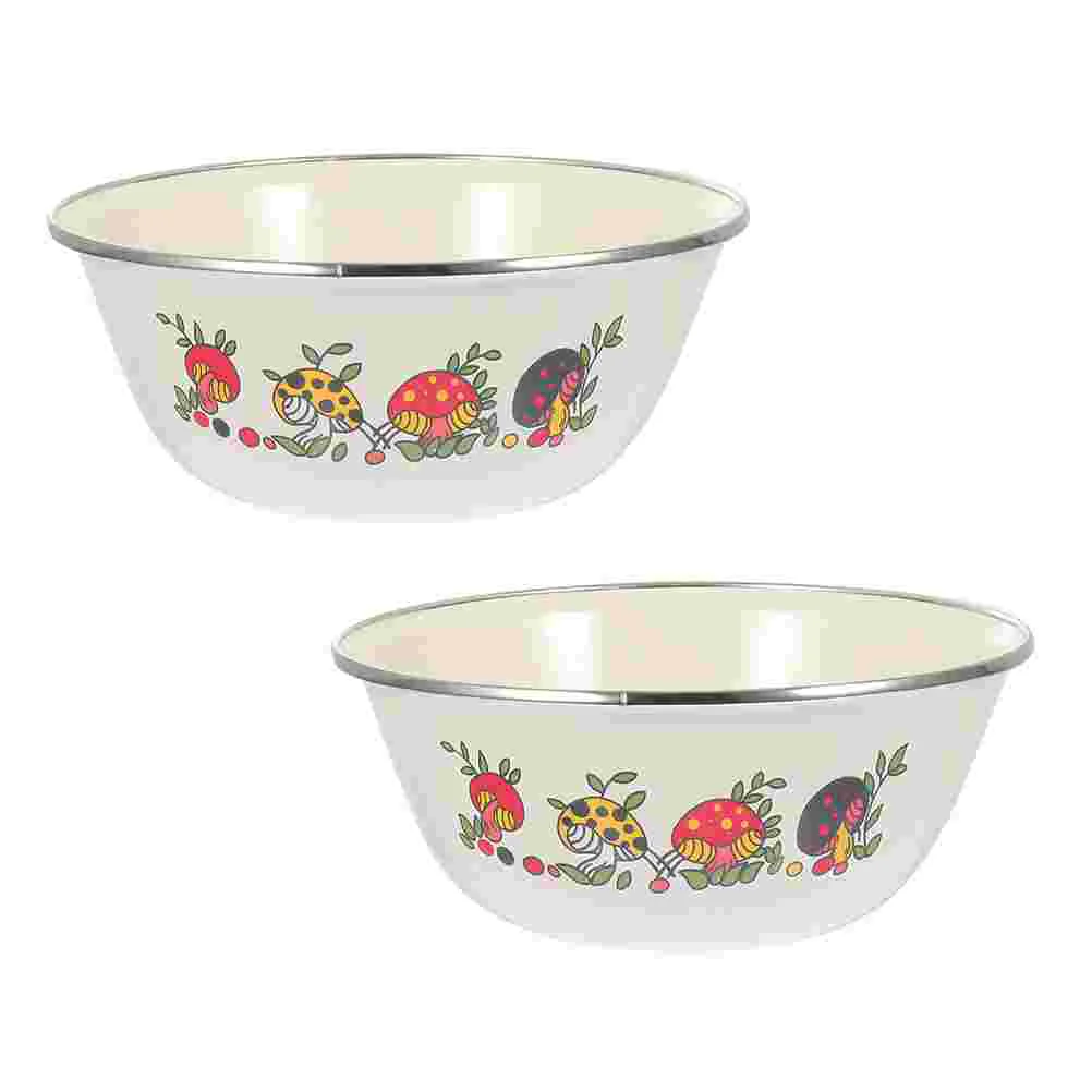 

2 шт. прочные винтажные эмалированные чаши, чаши для супа, салатные чаши, пищевые чаши (бежевый)