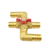 16 19 23mm Hose Barb 1/2" BSP Male Cross 4 Ways Brass Ball Valve For Car Air Conditioner Plumbing Gas Water Steam