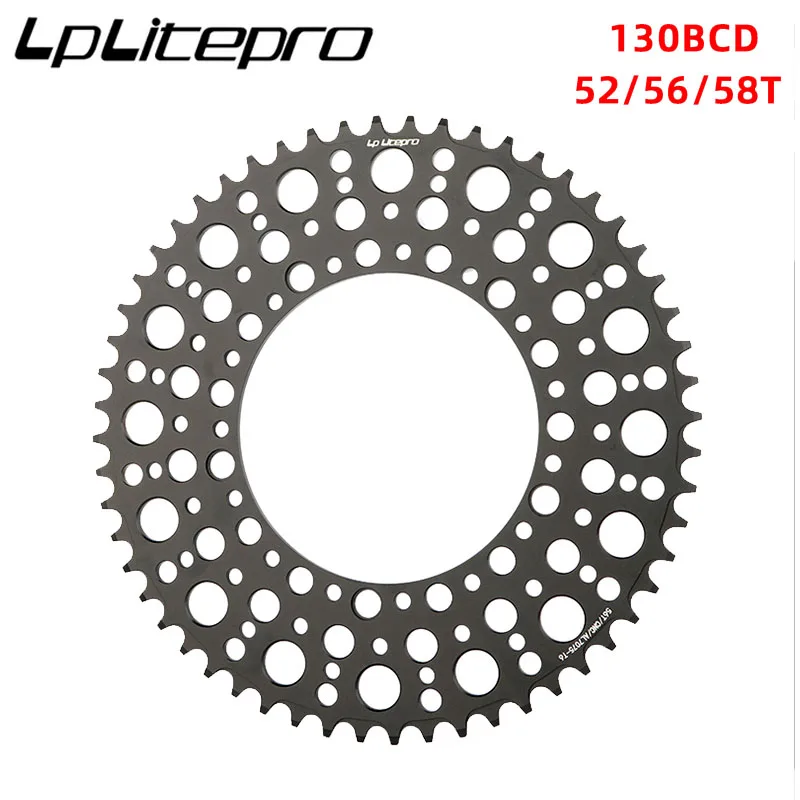 

LP Litepro Folding Bike Sprockets Aluminum Single Disc Gear Disc Cranks52T/56T/58T BMX Sprockets 130bcd mtb crankset chain ring