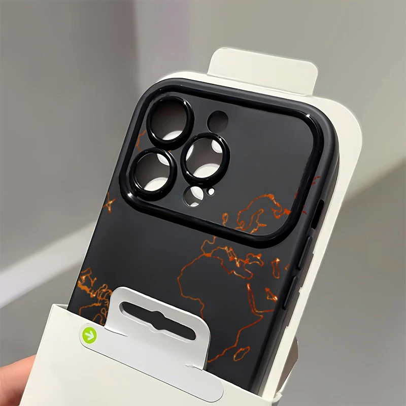 Противоударный чехол для телефона с картой мира для iPhone 11 12 13 14 Plus 15 16 Pro 17 Pro Max 16 X XS XR, матовый, с большим окном, мягкий чехол (art.: 3920dbc6cb034) - 3920dbc6cb034