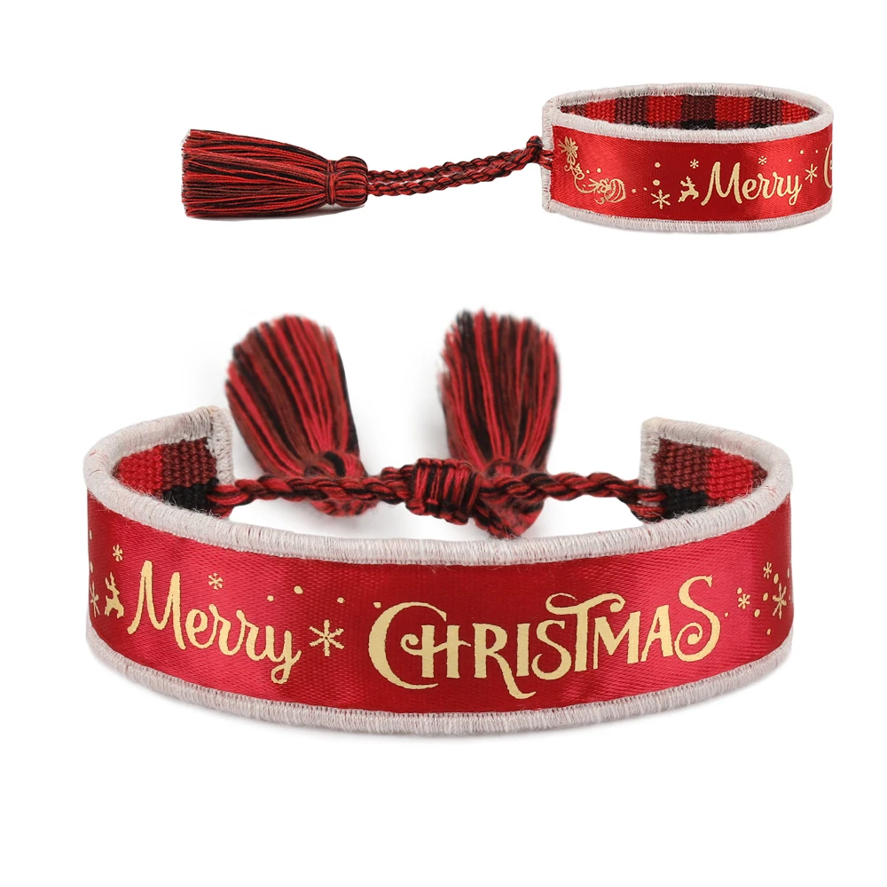 

Christmas Bracelets Adjustable Woven Rope Bracelets Xmas Vibes