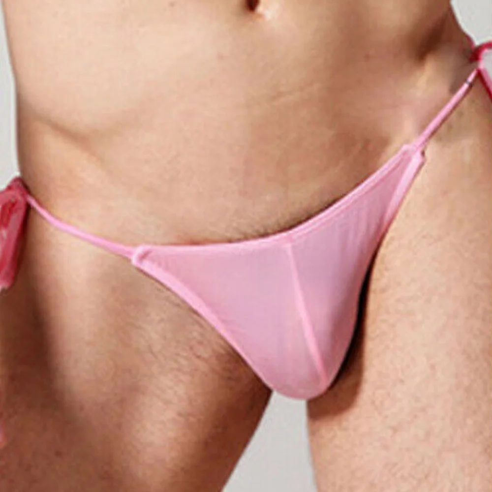 

Mens G-string Lingerie Underwear Briefs Thongs Bikini Backless Underpants T-back Lace-up Briefs Men's Transparent Ice Silk Sexy
