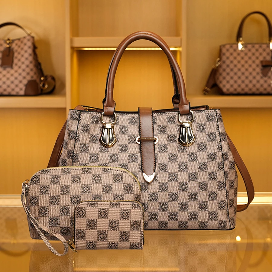 Вместительная сумка с принтом для женщин через плечо комплект из 3 предметов