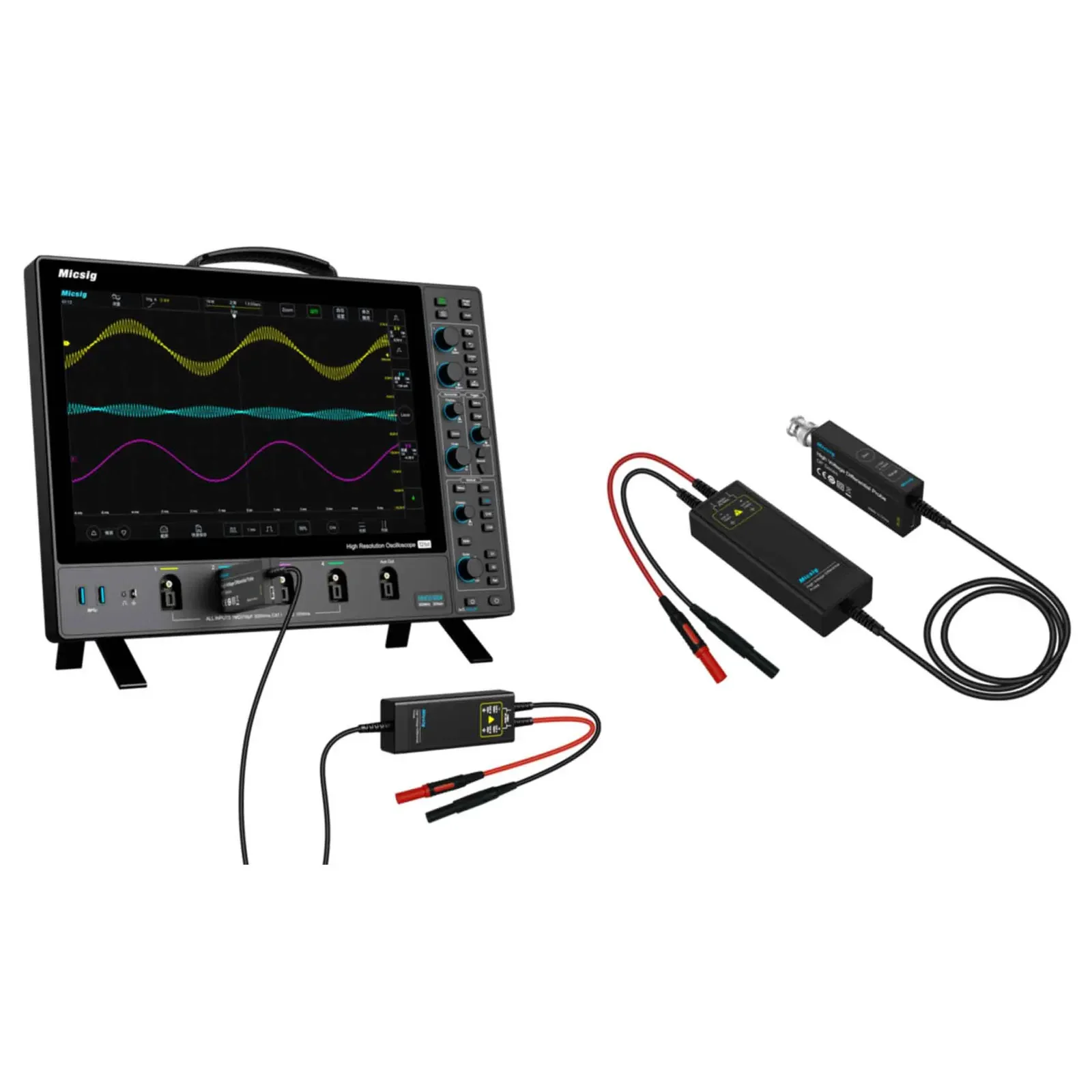 Дифференциальный зонд высокого напряжения Micsig DP1500 с полосой пропускания 100 МГц и дифференциальным напряжением MAX 1500 В (art.: 3920d164ed404) - 3920d164ed404