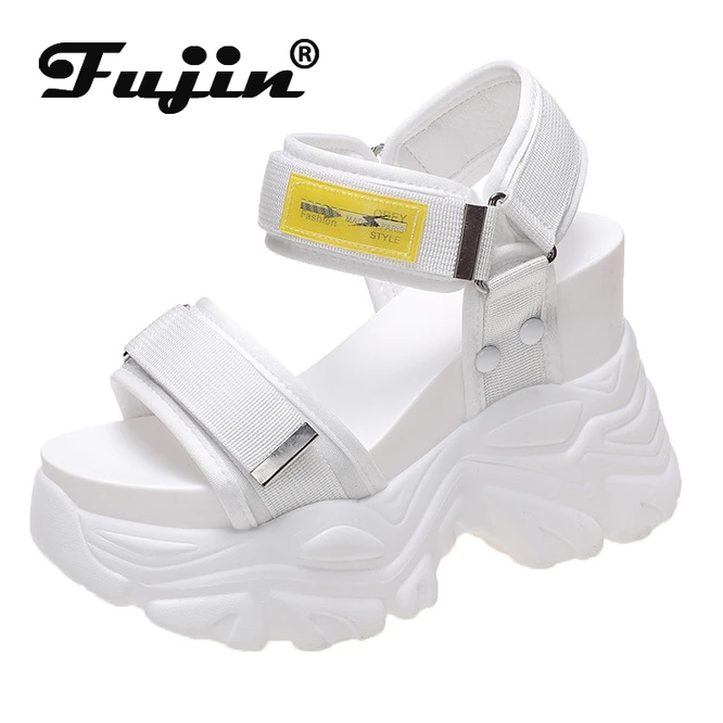 

Fujin 11cm Women Summer Shoes Platform Sandals Wedge Heel Hook Loop for Female ChunkyShoes Slippers Slides Zapatos Para Mujer