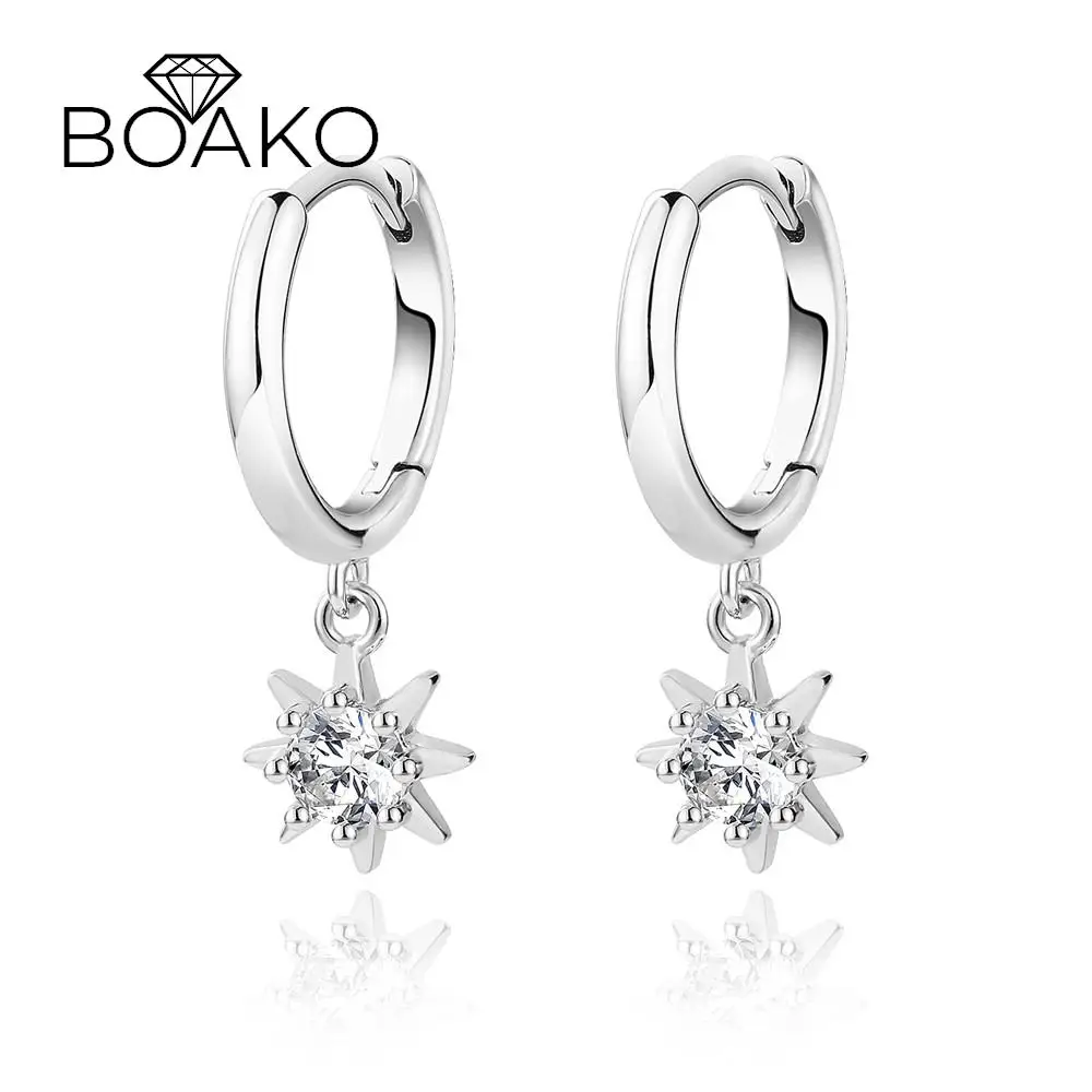

BOAKO Luxury 0.3CT D Color Moissanite Star Anise Drop Earring For Women 925 Sterling Silver Moissanita Pendant Earrings Jewelry