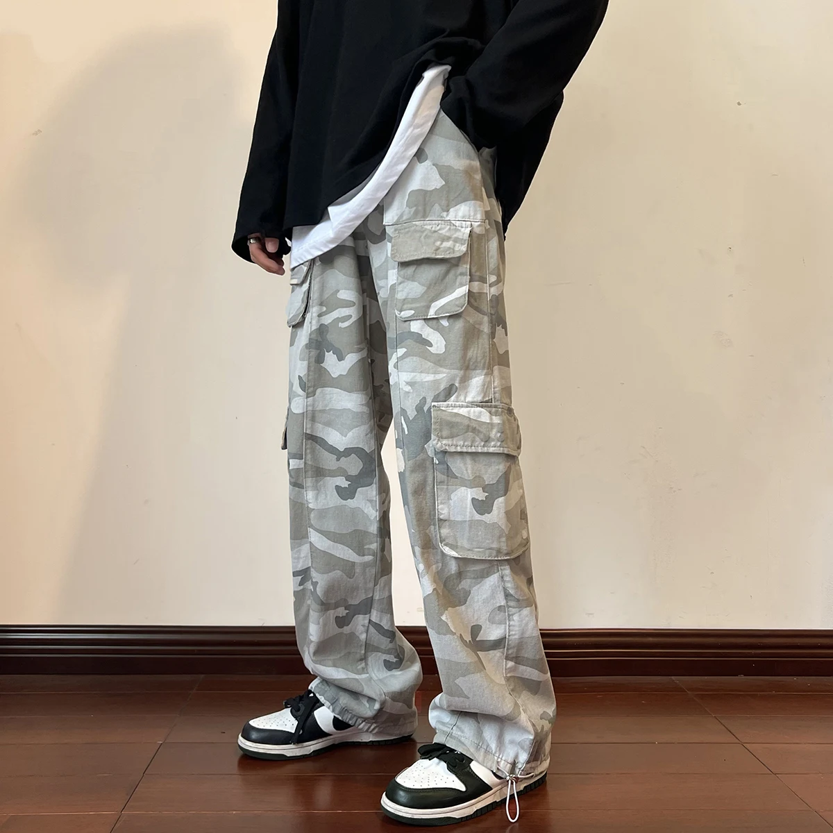 

Baggy Camouflage Men Cargo Pants Vintage Loose Casual Japanese Streetwear Hip Hop Trousers
