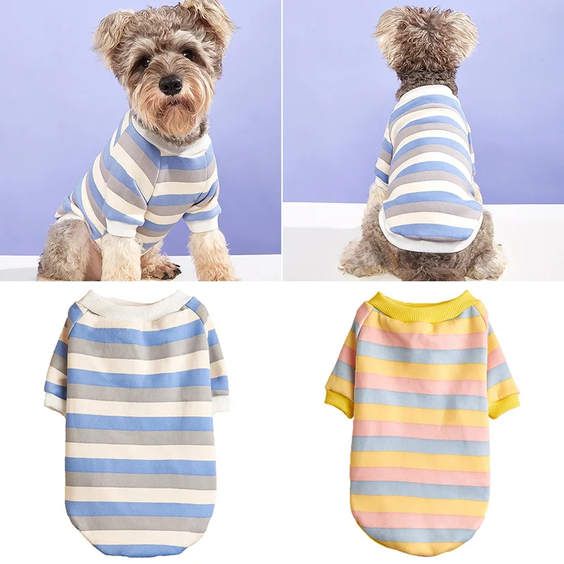 

Autumn Winter Warm Cute Fleece Sweater Small Cat Dog Chihuahua Sweatshirt Puppy Pullover Pet Stripe Clothes Costume Clothing