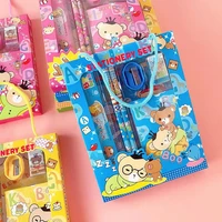 kawaii first grader set 6 in 1 pvc box with portable rope school stationery set gifts box for kids students education supplies