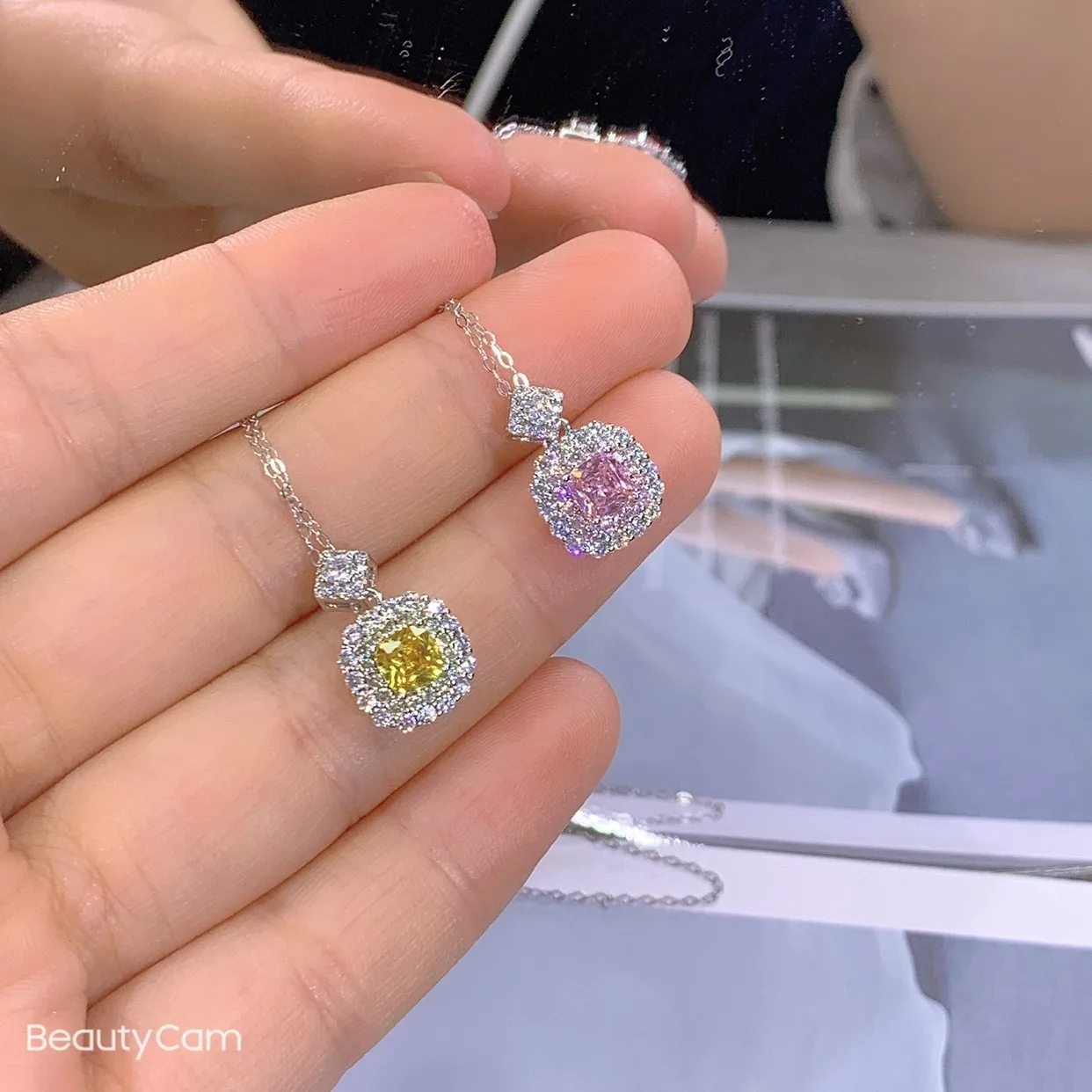 

Квадратная сумка тонкое ожерелье с бриллиантами не выцветает серебро 925 пробы