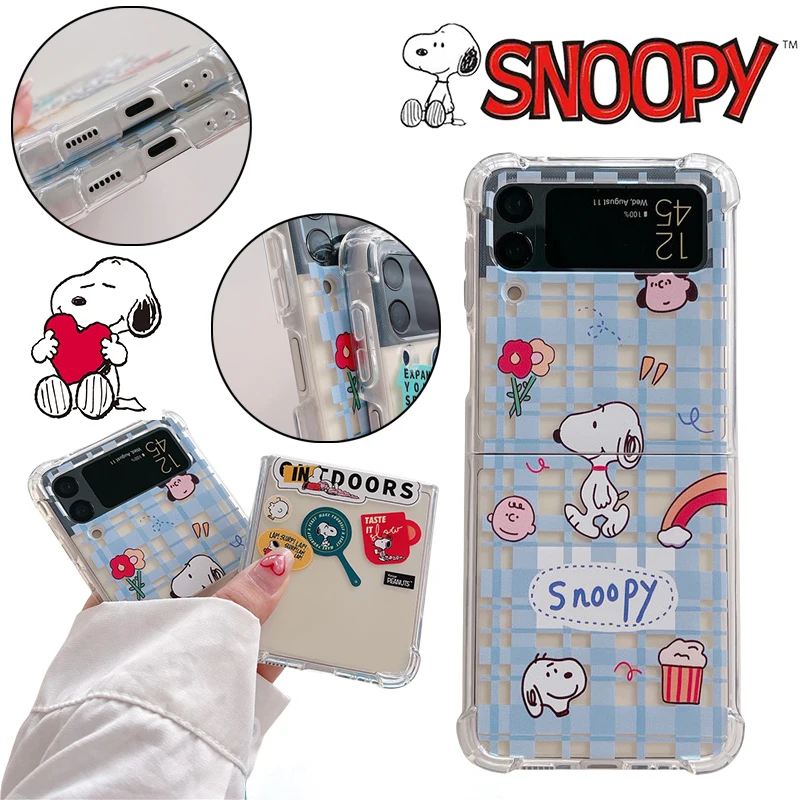 Прозрачный чехол Snoopy для телефона с принтом Samsung Galaxy Z Flip 4 3 Противоскользящий