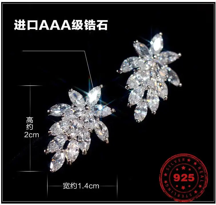 

Серьги из стерлингового серебра S925 пробы для женщин, изящные сверкающие драгоценные камни из натурального циркона Orecchini, ювелирные изделия,...