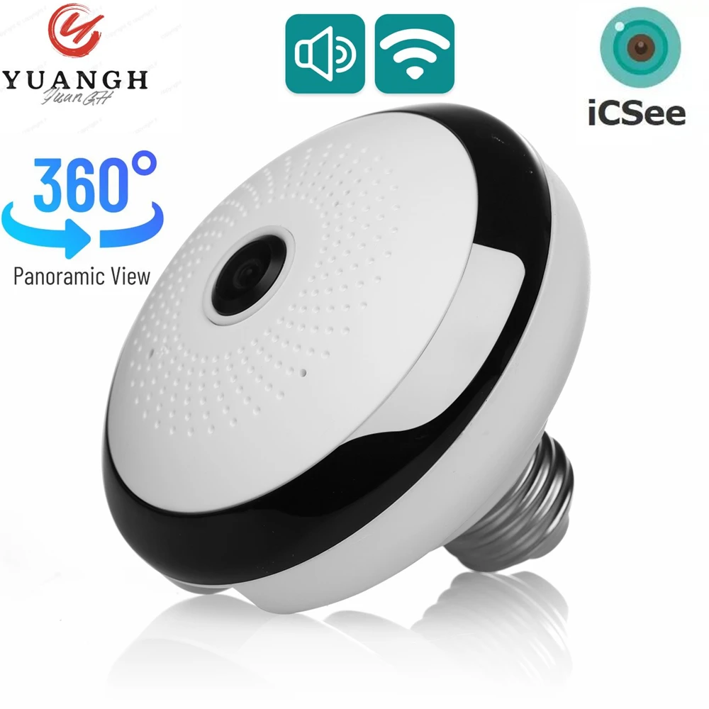 

WIFI 360 Panoramic Camera ICSee 1080P CCTV Two Ways Audio Indoor Smart Home Fisheye Wireless Security Protection Camera