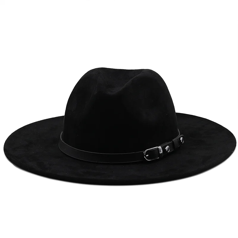 Женская и мужская замшевая шляпа Fedora с кожаной лентой элегантная женская зимняя