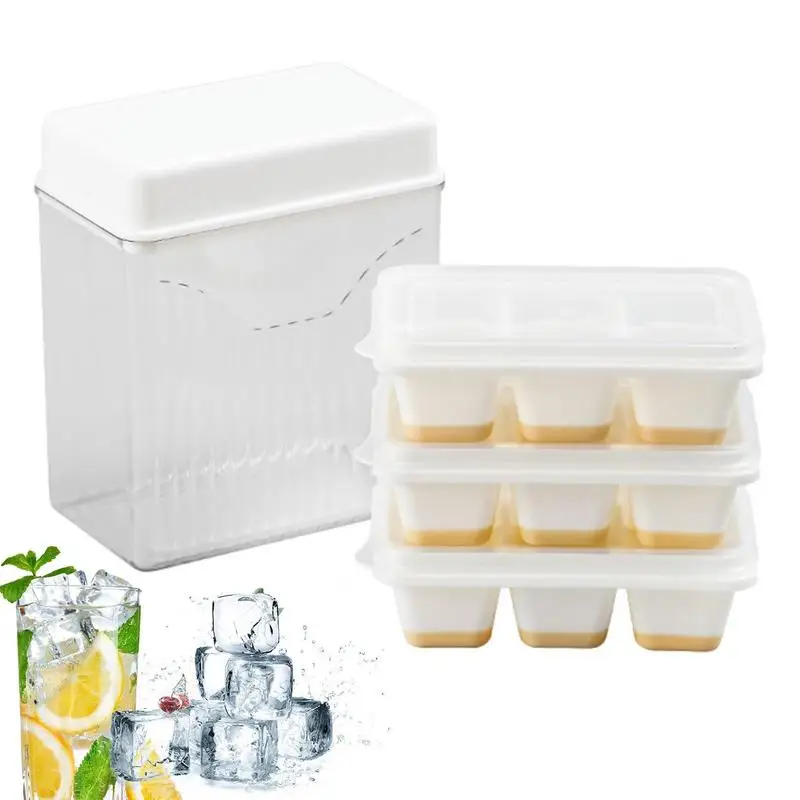 

6 Grids Ice Cube Tray Ice Molds For Juice Whiskey Cocktail Drinks With Removable Lid Refrigerator Ice Maker Mold Tray For Party