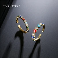flscdyed lucky evil eye mens rings open adjustable finger drip oil zircon wedding rings for women 2022 trendy jewelry gift