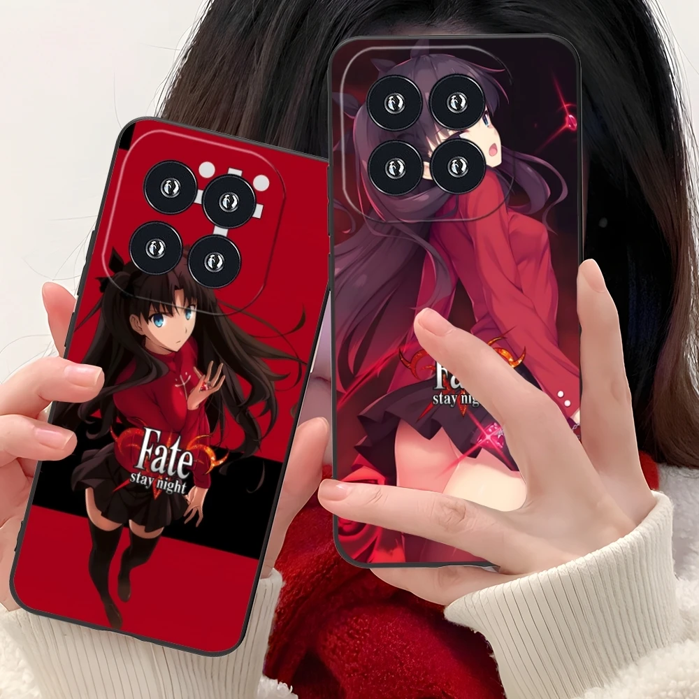 Fate Night Rin Tohsaka Cell Phone Case for Xiaomi 14 13 12 11 10 9 T Ultra Lite Pro S SE X 5G Black Soft Cover Shell