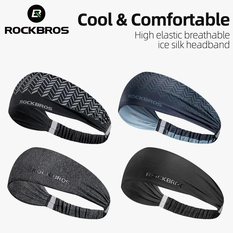 ROCKBROS Cycling Sweatband For Men Women Yoga Hair Bands Head Breathable Non-slip Headwrap Safety Band Running Accessories