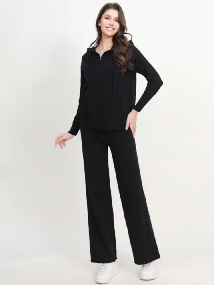 Вязаный осенний комплект из двух предметов женские повседневные модные