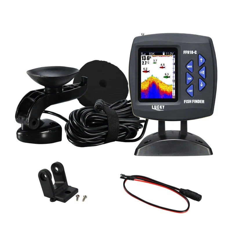 LUCKY Wired Fishing Finder 540ft/180m Depth Sounder Fish Detector F918-C180S Echo Sounder Locator Boat Fishfinder from a boat