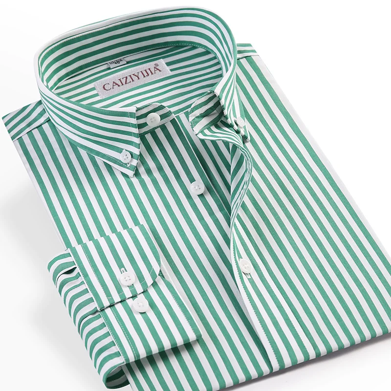 

Men's Long Sleeve Standard-fit Pinpoint Striped Dress Shirt Without Pocket Business Casual Button Down Easy-care Cotton Shirts