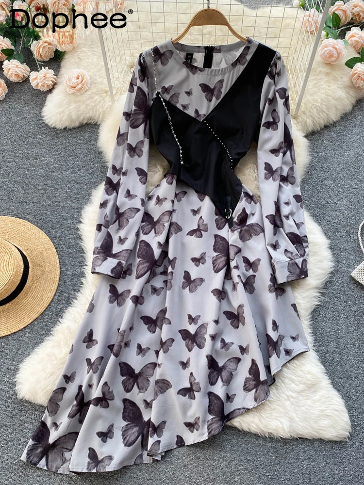 

Женское Асимметричное Платье с принтом в стиле пэчворк, Новое поступление, соблазнительное модное весенне-осеннее платье с круглым вырезом...