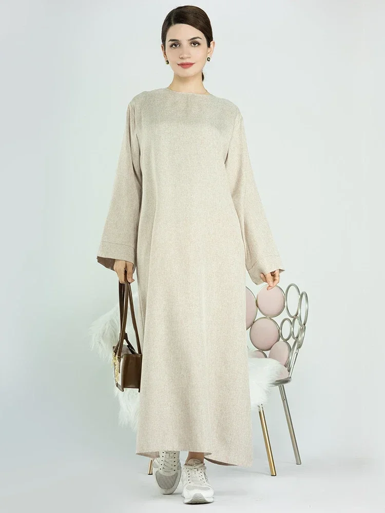 ИД хлопчатобумажная льняная абайя закрытое мусульманское платье Турция