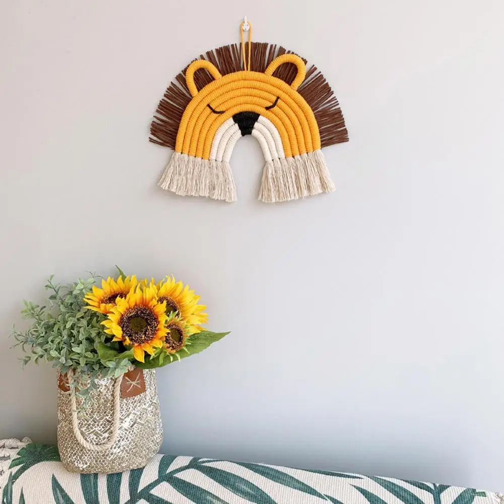 

Cotton Rope Hanging Handmade Woven Rainbow Deer Lion Children Room Decor Pendant