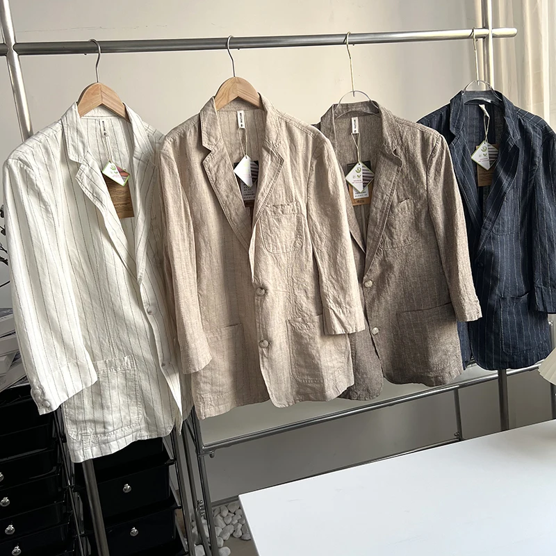 Sven Texture DuPont Fiber Linen Comfortable Cool Men's Ninth Sleeve Small Single s