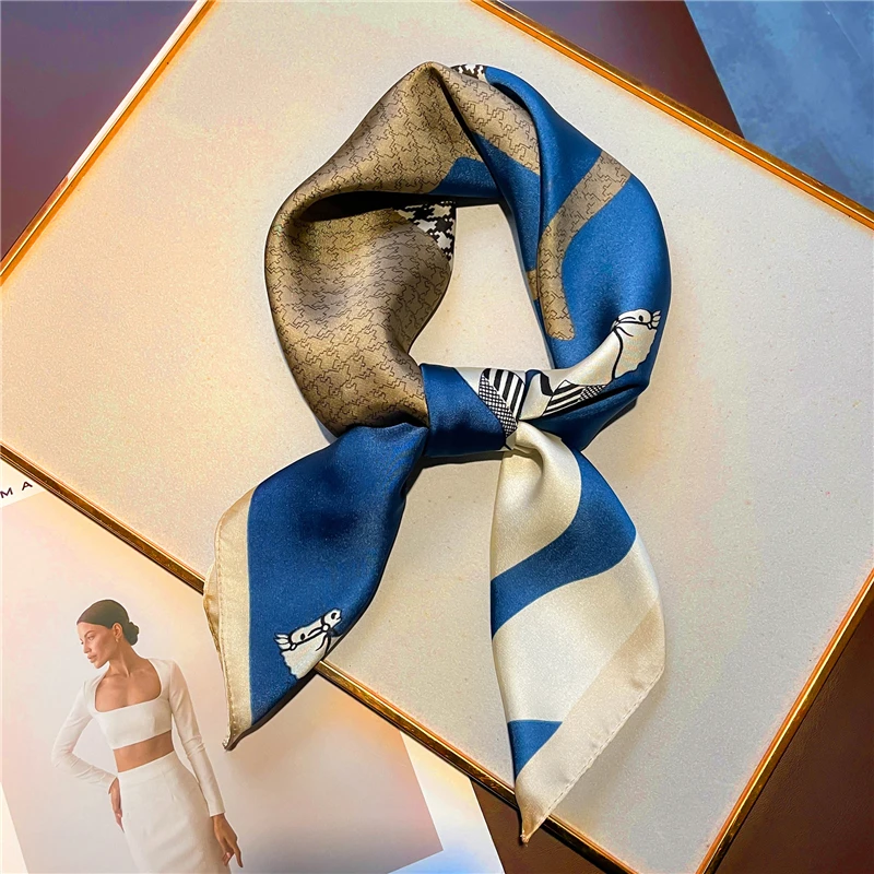 

Fashion Horse Print Square Scarf Women 70cm Silk Satin Neck Tie Shawl Wraps Female Hair Headband Hijab Bandana Kerchief