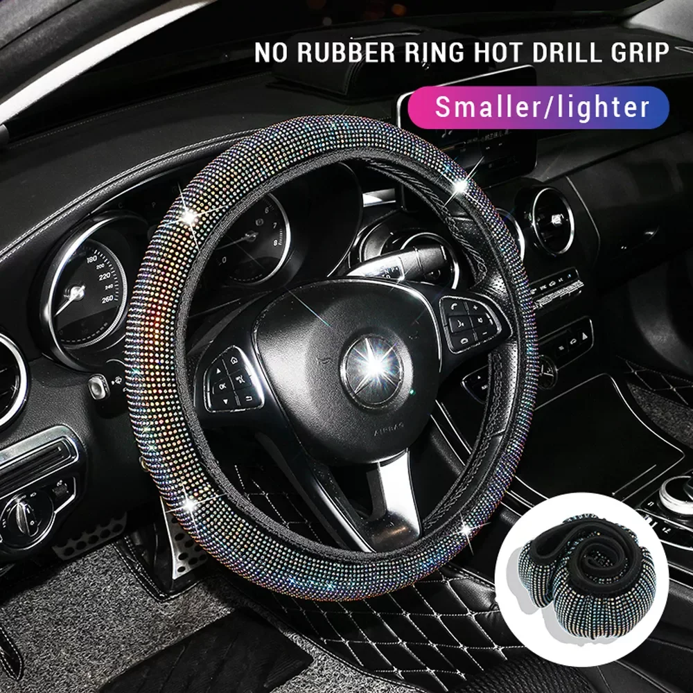 

Interior Mouldings Bling Bling Rhinestones Crystal Car Steering Wheel Cover Leather Steering-wheel Covers Car Stuff Auto Access