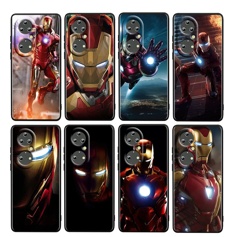 

Marvel Iron Man Hot For Huawei P50 P20 P30 P40 5G P10 Pro Lite E Plus P9 Lite Mini 4G TPU Silicone Soft Black Phone Case Fundas