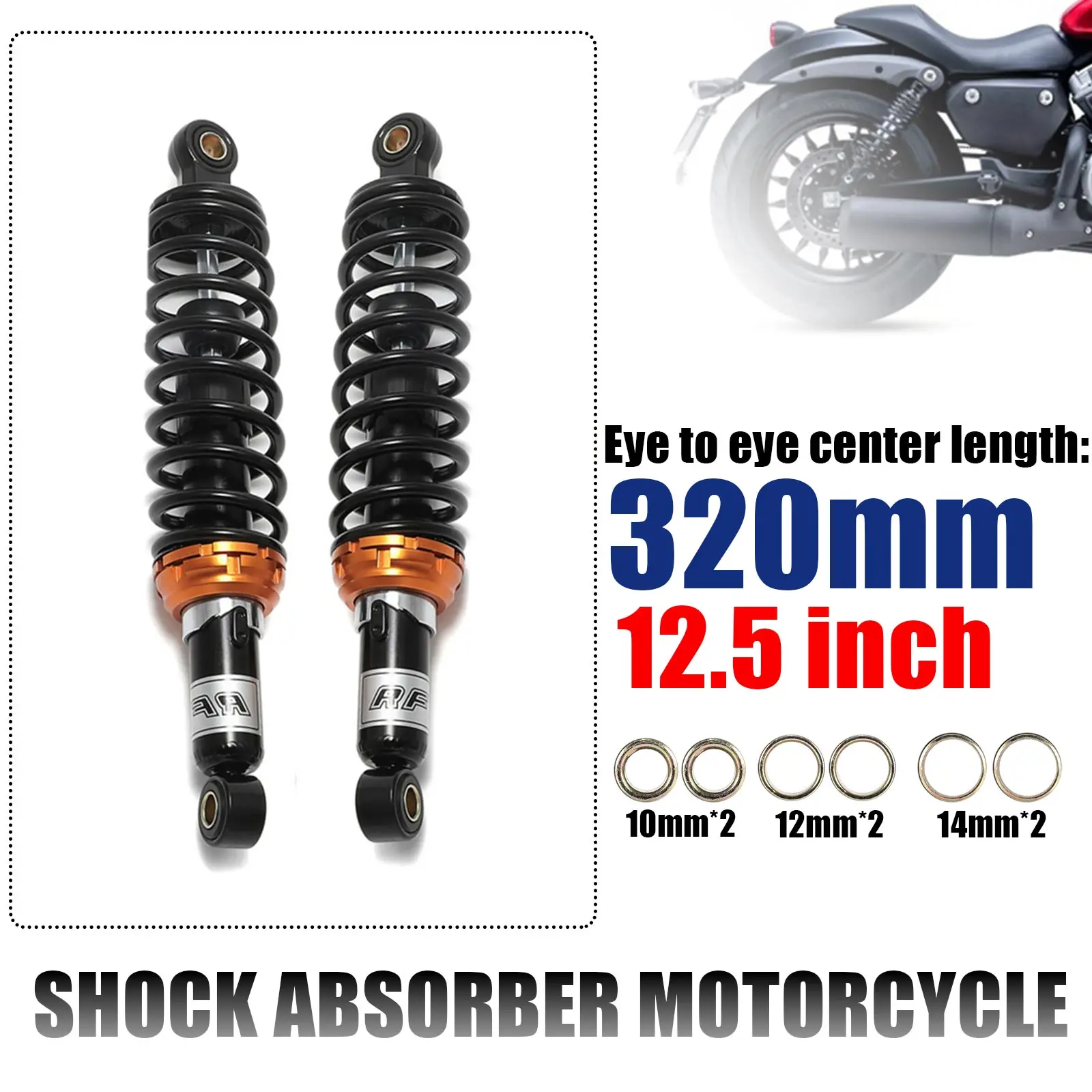 

320mm 12.5" Motorcycle Shock Absorber Rear Suspension Spring 7mm For Motorcycle Scooter Motor Bike light Dirt Falling Protection