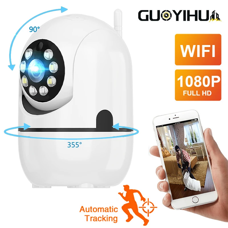 

2-мегапиксельная Wi-Fi IP-камера 1080P, видеоняня, Умная автоматическая камера слежения для помещений, Домашняя безопасность, ночное видение, двус...