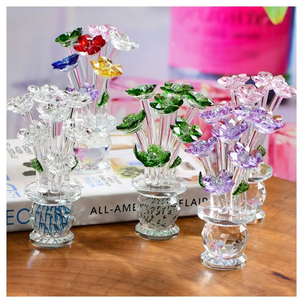 

Crystal Flower Decoration Flower Statue Collection Sparkling Crystals Flower Decoration Small Crystal Glass Flower Decorations