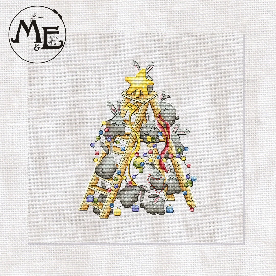 

Rabbit's Christmas Holiday 26-32 Top Quality Beautiful Lovely Counted Cross Stitch Kit Height Chart Measure