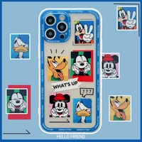 disney mickey minnie mouse donald duck phone cases for iphone 12 11 pro max xr xs max x couple anti drop soft clear tpu cover