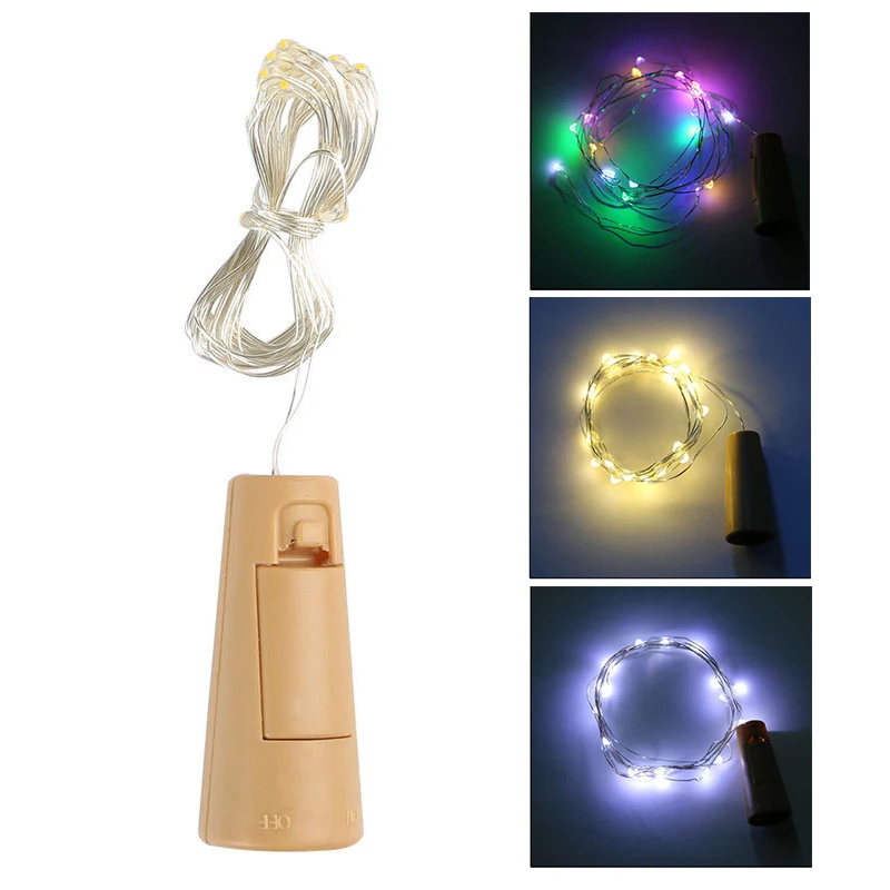 

20LEDs Solar Wine Bottle Lights Cork String Light Copper Wire Fairy Lights Battery Lamp Starry Night for Christmas Wedding Decor