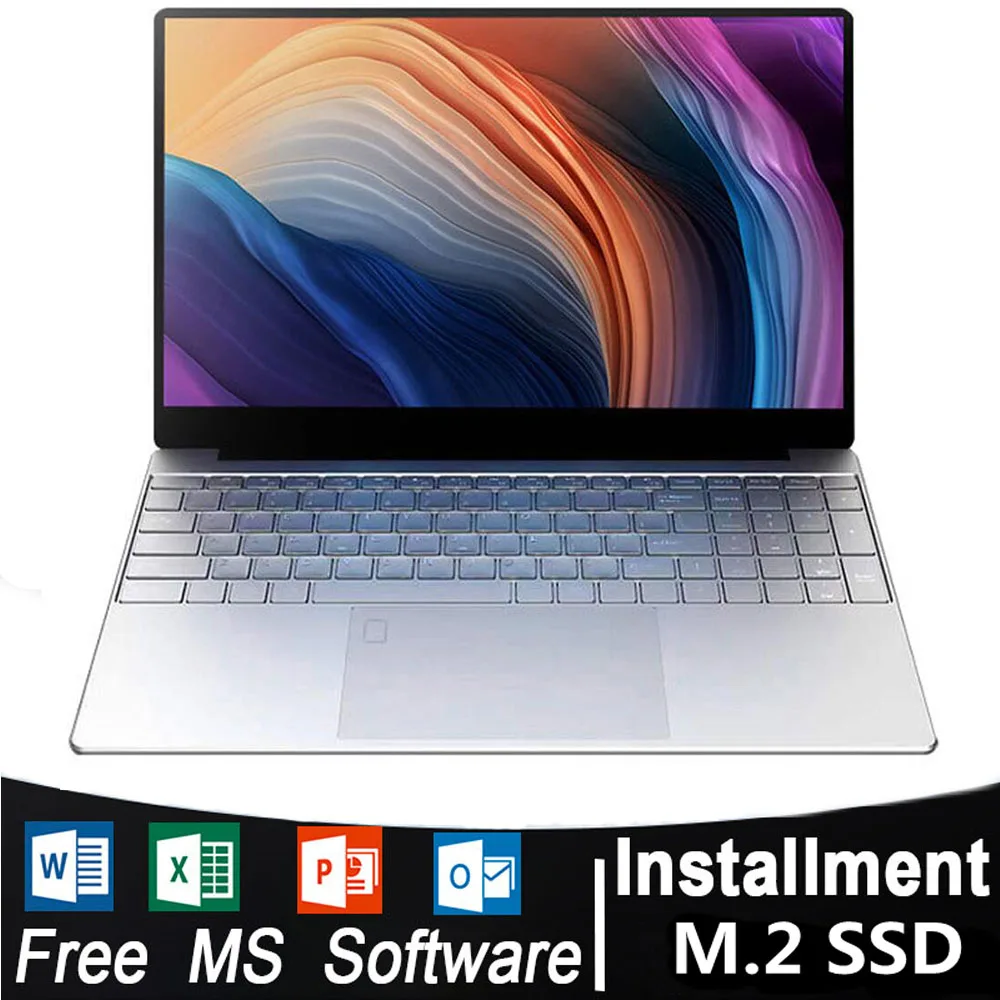 Cheap laptop Fingerprint Unlocking 15.6 Inch Windows 10 11 Pro 1920*1080 Intel J4125 12G RAM 128GB/256GB/512GB/1TB HDMI Notebook