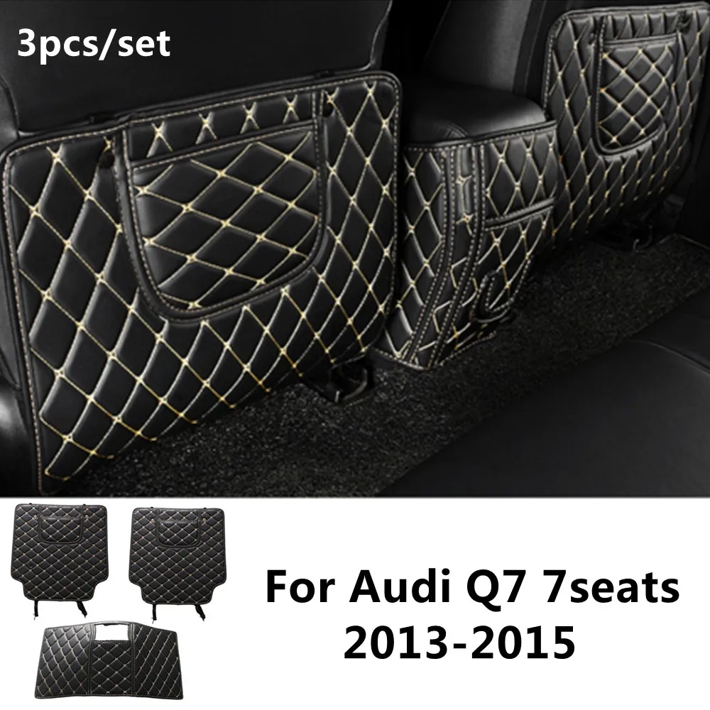 

SJ PU leather Car Rear Seat Anti-Kick Pad Back Seats Cover Armrest Anti-dirty Protection Mat For AUDI Q7 7 SEATS 2013 2014 2015