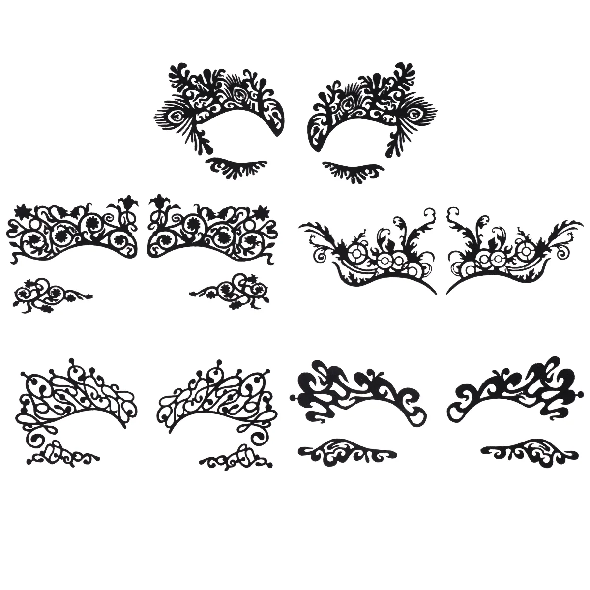 

5 Pairs Black Eye Stickers, Eye Decals Temporary Rose Pattern Eye Masquerade Makeup Stickers for Christmas Masquerade Party