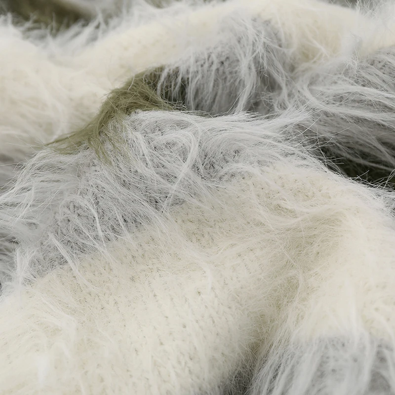 FEWQ полосатый лоскутный плюшевый мужской свитер с v-образным вырезом куртка 2024